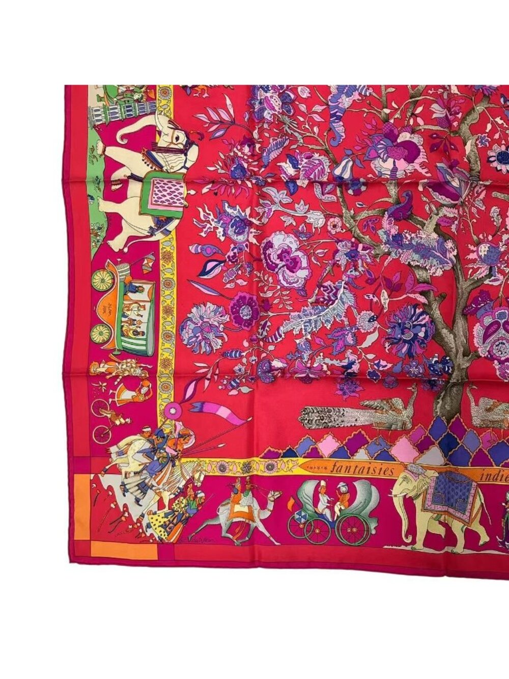 Hermes Scarf Silk Fantaisies Indiennes Dazzling India Pink - Picture 4 of 7